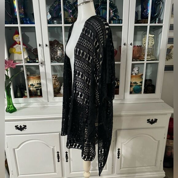 Lane Bryant Dolman Sleeve Kimono Cardigan Light Weight Black One Size - Picture 2 of 5